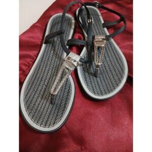 GRENDENE RUBBER ANKLE STRAP THONG SANDALS LADIES SIZE 10